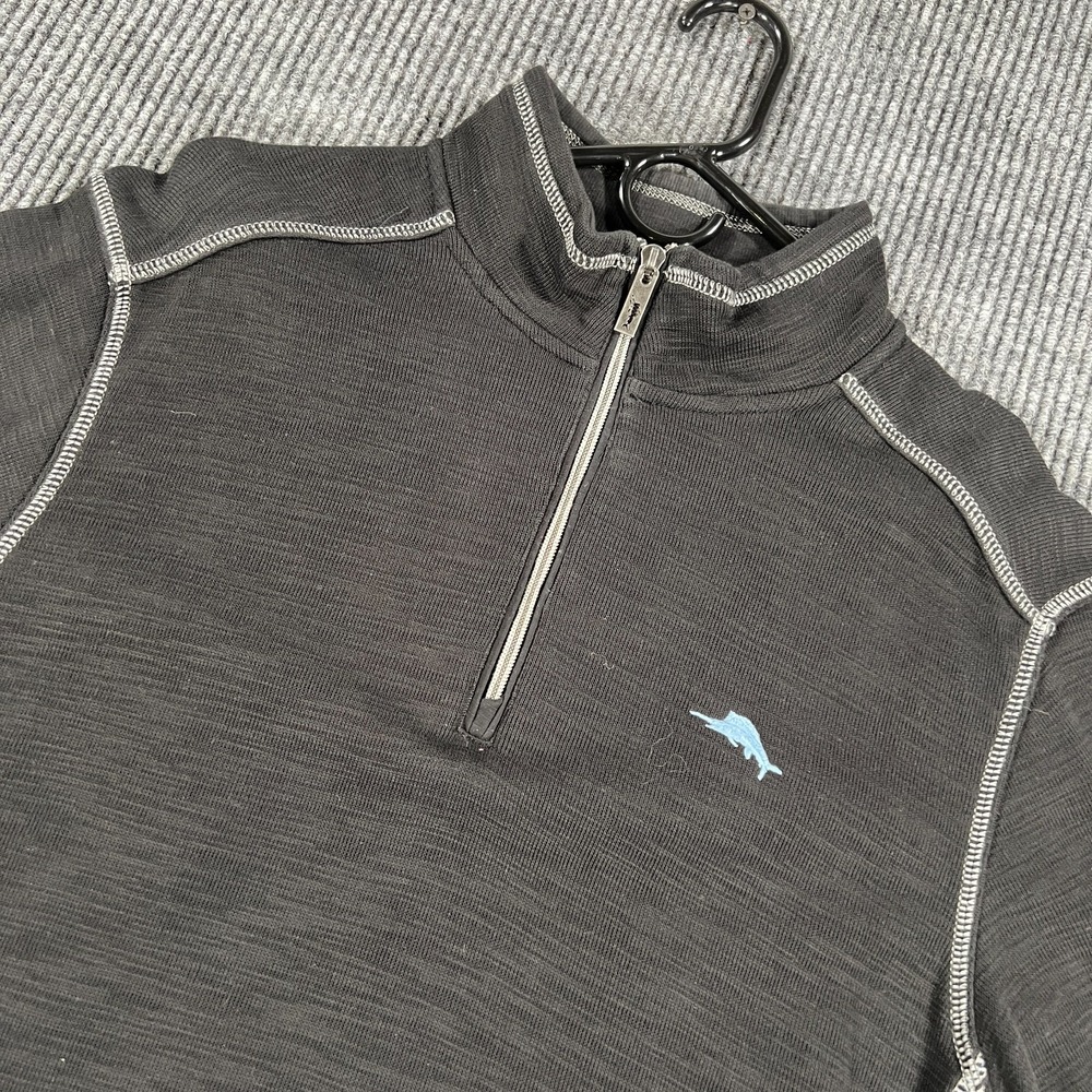 Tommy Bahama Quarter Zip Shirt Mens Medium Black Long Sleeve Performance
